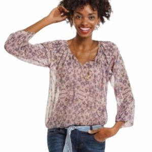 EUC CABI Women's Floral Blouse - Pink and Blue